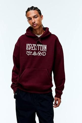 THE DUFFERS Men & Women Cotton Hoodie LadZeppelins Hooded Sweatshirt Maroon XL 3