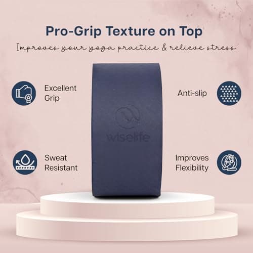 Wiselife Yoga Wheel Pro For Men & Women|Big Circle Wheel For ABS, Home Training, Deep Tissue Massage, Back Pain, Stretching, Back Bends, Body Posture, Sweat Resistant | 13 X 6 Inch(Navy Blue+Yellow) 4