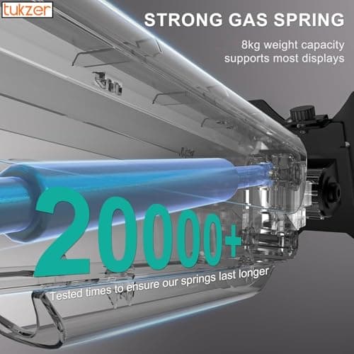 Tukzer Single Gas Spring Monitor Arm, Computer Screen Monitors Stand/Desk Mount (13"–32") with C-Clamp & Grommet Mounting Base,Full Motion Tilt/Swivel/Rotation/Aluminium Build,VESA 75x75 & 100x100 mm 2