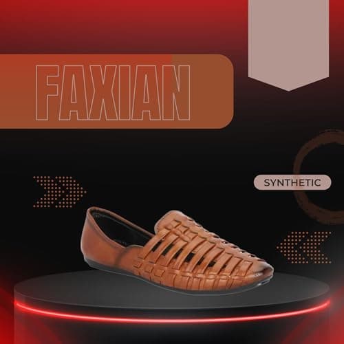 FAXIAN Men's Tan Synthetic Slip_On Comfortable/Attractive & Ethnic Nagra Juttis & Mojaris 10 (UK/India) (2015) 4