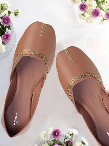 CatBird Women’s Traditional Jutti with Embellished Trim | Soft Cushioned Ethnic Mojari | Lightweight Slip-On Footwear | Festive, Wedding 8 UK 3