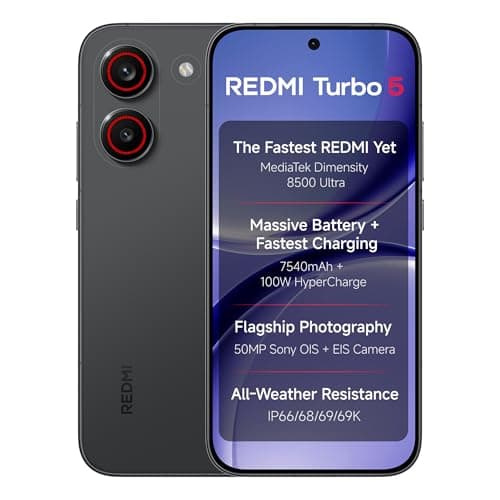 REDMI Turbo 5 (12GB + 256GB) Asphalt Black | Dimensity 8500 Ultra | 7540mAh Battery | 100W HyperCharge | Compact 16.75cm(6.59) 120Hz AMOLED Screen | 50MP Sony OIS Camera | Upto 60% Assured Buyback
