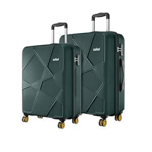 Safari Cabin Pentagon Pro 8 Wheels Set of 2(+ Medium)Trolley Bags,Hard Case Polypropylene, 360º Wheeling Luggage for Men & Women, Suitcase for Travel, Trolley Bags for Travel, Dusk Green|Spinner Wheel