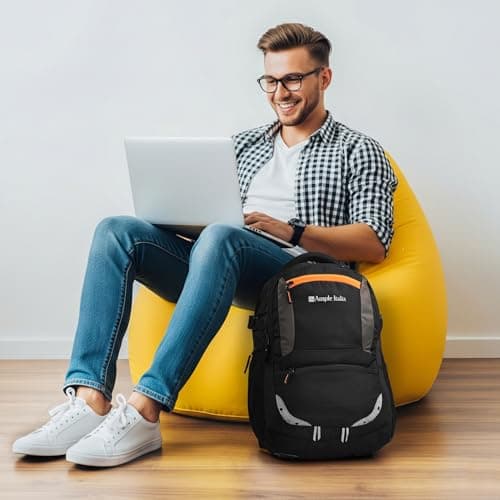 AMPLE ITALIA 40L Laptop Backpack for Men | Fits up to 16 Inch Laptops | 3 Main Compartments Water Resistant Office Bag | Padded Ergonomic Shoulder Straps | Black 5