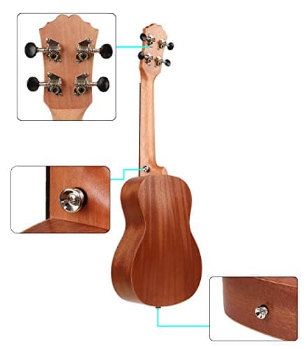Juarez JRZ23UK/NA 23" Concert Size Ukulele Kit, AQUILA Strings, Sapele Body, Rosewood Fingerboard, Matte Finish, with Bag and Picks, Natural Brown 4
