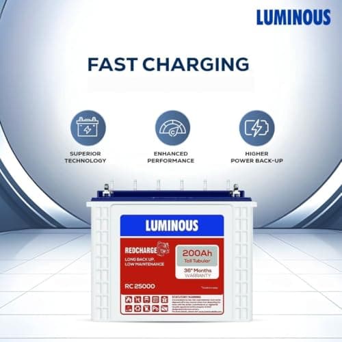 Luminous Inverter & Battery Combo with Trolley for Home, Shop & Office – Zolt 1100 (900VA/12V) Pure Sine Wave Inverter + RC25000 200Ah Tall Tubular Battery | 36M Warranty on Inverter & Battery 3