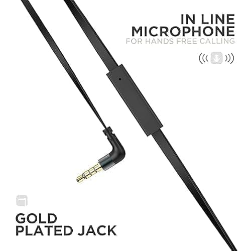 Dxebec Original for Boat Bass Heads 225 Wired Earphones with Built-in Mic and Noise Isolation Feature with Strong Bass and Comfortable Fit for Android Mobile (Black) 3