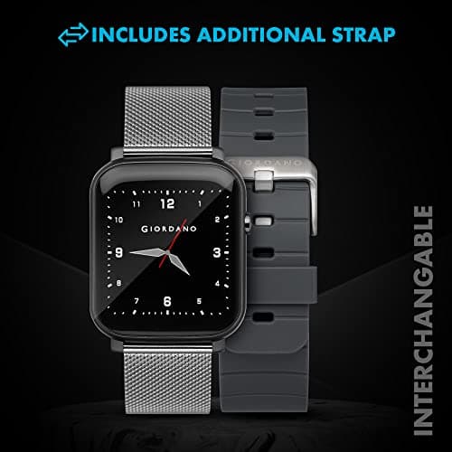 Giordano Grey Unisex Smart Watch. You get Access to a 1.3" Display, Heart Rate | Oxygen Saturation and Sleep Monitoring, Multiple Modes | IP68 Water Resistance with Two Straps 2