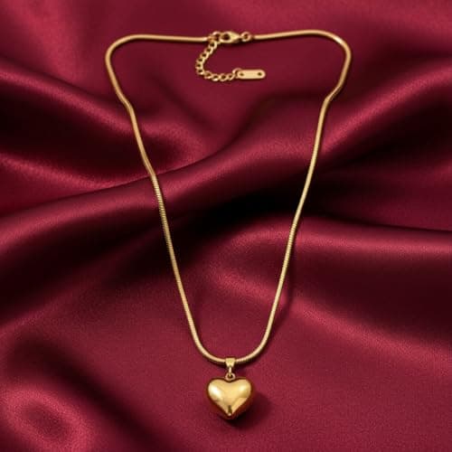 ZYTOON 18K Gold Plated Heart Pendant Necklace for Women & Girls | Anti Tarnish | Skin-Friendly | Stylish Minimal Jewelry | Elegant Gift for Her 4