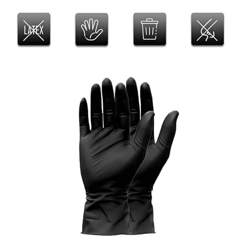 Voblin Black Nitrile Gloves, Next-Gen Smooth Disposable Powder Free Examination Hand Gloves, Multi-Purpose Everyday Usage, Surgical & General Gloves, Pack of 100 (Medium) 2