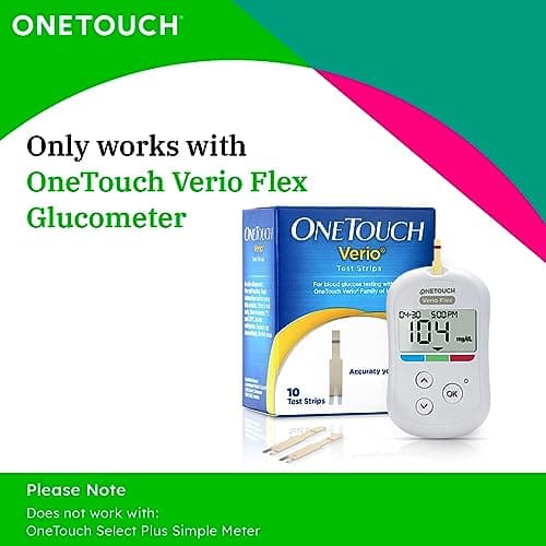 OneTouch Verio Test Strips | Pack of 25 Strips | Blood Sugar Test Machine Testing Strips | Global Iconic Brand | For use with OneTouch Verio Flex Glucometer 3