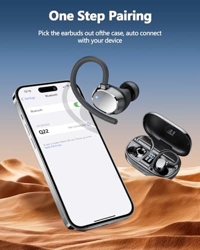 Ear Buds Wireless Bluetooth Earbuds Sport 2026 New Bluetooth 5.3 Headphones with LED Display 128H Playtime Powerful Bass Over Ear Earphones with Earhooks IP7 Waterproof for Gym/Running/Workout 2