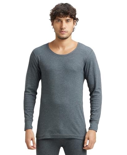 Jockey 2401 Men's Super Combed Cotton Rich Full Sleeve Thermal Undershirt with Stay Warm Technology_Charcoal Melange_M