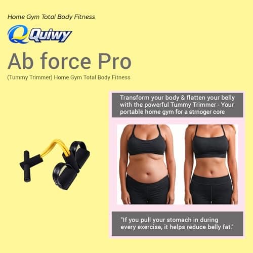 QUIWY Ab Force Pro Tummy Trimmer for Men & Women – 4 Latex Rubber Tube Bands Ab Exerciser with Foot Pedal, Resistance Band Stomach Workout Equipment for Home Gym, Belly Fat Burner Fitness Tool 6
