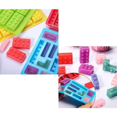 KARP Block Silicone Moulds, 7-Cavity Non-Stick Candy Moulds, Chocolate Moulds, for Kids Party's & Baking Building Block Themes & Cake Muffin Cupcake Gumdrop Jelly 2