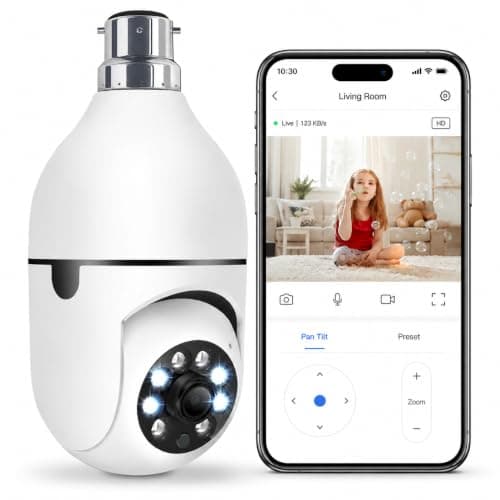 Guard Well 4Mp WiFi Bulb CCTV Camera for Home Security | 360° Rotation | Color Night Vision | Motion Detection Two-Way Audio | Wireless Light Bulb Camera with Mobile App V380 Pro (Heavy Light Camera)