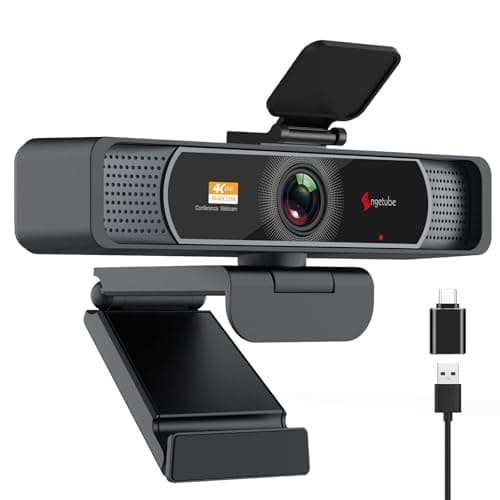 Angetube Wide Angle 4K Webcam for PC - 120° FOV, PDAF Autofocus, 2 Noise-Cancelling Mics, 1080P@60FPS, Auto Light Correction, USB-A/C, Privacy Cover, Video Conference Camera for Mac Laptop and Desktop
