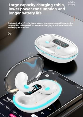 VEHOP S55 OWS Bluetooth Open Ear Wireless Sleeping Earbuds, BT5.4 Headphones, Button Control & Type-C Fast Charging, ENC Call Noise Reduction, Ideal for Sleeping, Meditation and Entertainment. (BEIGE) 4