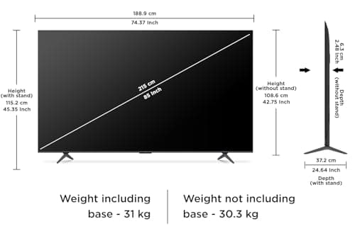 TCL 215 cm (85 inches) 4K UHD Smart QLED Google TV 85P8L 4