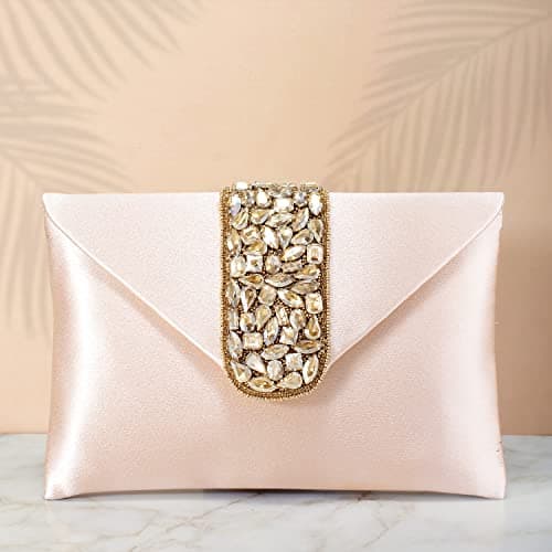 Peora Peach Clutch Purse for Women Wedding Handmade Evening Handbag Party Bridal Clutch (C61PCH) 5