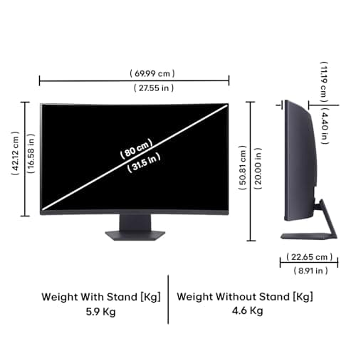 LG 32GS60QC 80cm (32 Inch) Ultragear Curved (1000R) QHD (2560x1440) Gaming Monitor, 180Hz, 1ms, 3-Side Virtually Borderless, Anti-Glare, DP, HDMI X 2, HP Out, AMD FreeSync™, Tilt Adjustment (Black) 4