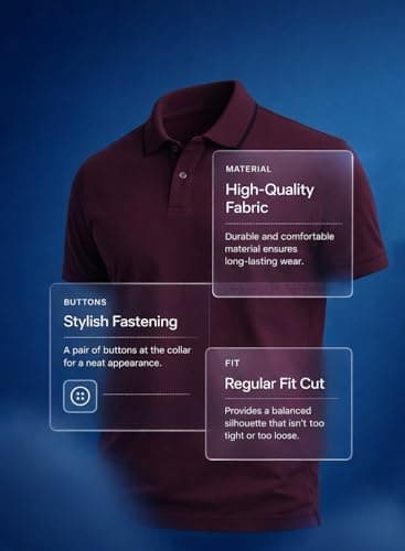 ADRO Mens Polo Tshirt | Airtex Cotton Matty Fabric | Regular Fit | Breathable, Durable & Premium Casual Solid Maroon Polo T-Shirt for Men | PN26-TP-PLN-MR-L 2