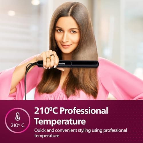 Philips India's No.1 Hair Styling Brand Selfie Hair Straightener, Minimized Heat Damage,SilkPro Care, Ceramic Plates,Smooth Shiny Straight Hair, 210°C Temp, Salon like Result | For Indian Hair, HP8302 5