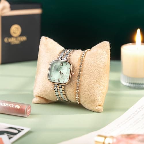 Carlton London Mint Green Dial Women’s Watch with Bracelet Set – Elegant Rose Gold Strap, Stylish Quartz Timepiece, Water Resistant Ladies Accessory | Gift Box for Anniversary & Birthday | Luxury squa 5