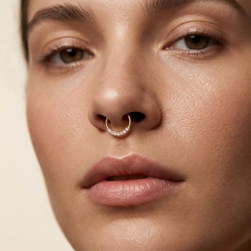 TOUCH925 Pure 925 Silver Classic Zircon Hoop Nose Ring for Women 5