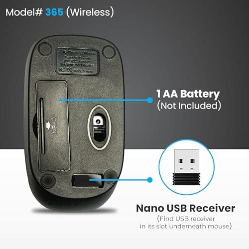 ProDot Plug & Play Ergonomic Wireless Mouse I Adjustable DPI Optical Sensor 1000-1600 I 5M Key Press Life & Clickable Scroll Wheel I 2 Year Warranty I Compatible with Windows, iOS, Linux 6