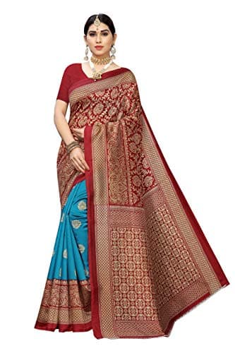 Yashika venkatagiri art silk with blouse piece Saree (SDPL-METRO_ Turquoise_ Free Size)