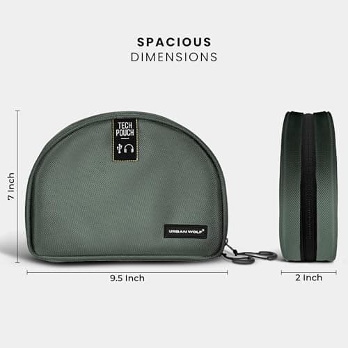 Urban Wolf Tech Pouch: The All-in-One Waterproof Travel Organizer for Cables, Adapters, Chargers,Hard Drives & Other Tech Essentials-Portable Zippered Gadgets Organizer (Fossil Grey, Pack of 1) 2