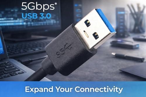 VIHOMI 4 Port USB 3.0 Hub with Hi-Speed Data Transfer, LED Indication, 15cm Cable, Backward Compatible, Multi Device Connection, Plug Play Usage, Glossy Finish and Lightweight Design 6