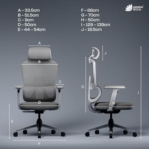 Green Soul Orion | Ergonomic Office Chair for Work with Dual Panel Backrest | Seat Slider | 3D Armrest | Warranty | 3 Years | Grey 2