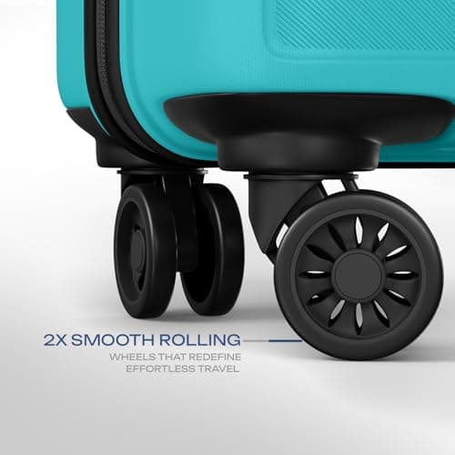 Safari Pentagon Pro 8 Wheels Spinner Checkin Trolley Bag, Hard Case Polypropylene 360º Wheeling Luggage for Men & Women, Suitcase Bag for Travel, Cyan, 65 cm, Medium Size 3