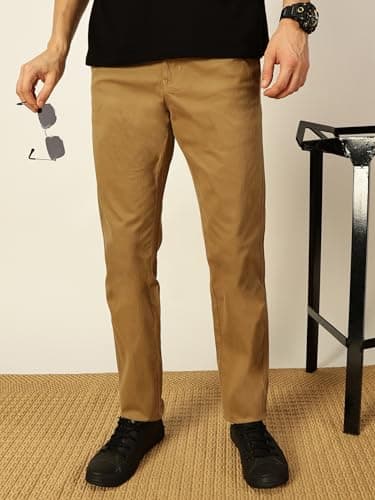 Thomas Scott Men's Cotton Blend Solid Slim Fit Chino Trouser(TSNXTR02_Khaki_36) 5