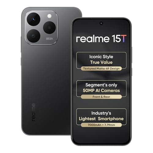 realme 15T 5G Smartphone 8+256GB Suit Titanium,6.67inch Screen, 120Hz Display,7000mAh Battery,60W Fast Charge,Front & Rear Dual 50MP Cameras, Dimensity 6400 Max 5G Chipset,IP69