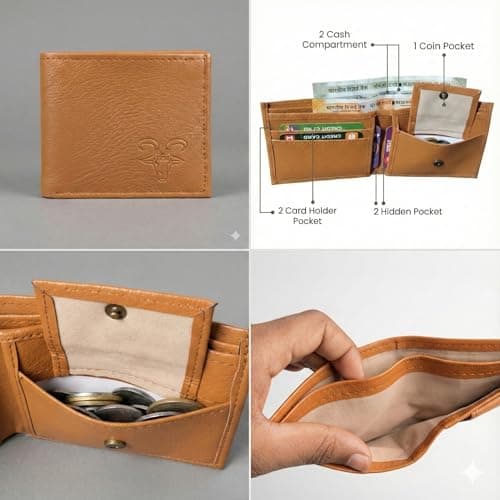 TPM Men Stylish Black Auto-Lock Artificial Leather Belt and Tan Wallet Combo 3