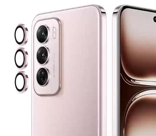 MOBIKTC Camera Lens Protector for Reno 12/12 Pro 5G | 9H Hardness Tempered Glass Camera Guard Ring | Full Coverage Scratch Protection – 3 Pack (Pink)