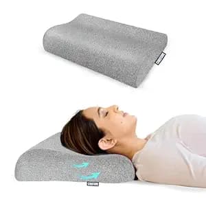 CareFoam Memory Foam Cervical Neck Pillow | 2 Years Warranty | Pain Relief Sleep, Improves Posture Spinal Alignment, Neck Pain Relief | 21 x 13 x 4 Inch | Black Melange Cover | Pack of 1