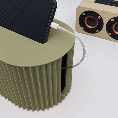 HASTHIP® Cable Management Box with Mobile Stand, Cords Hider & Surge Protector, Phone Charging Stand with Cable Organizer, Cords Hider, Wire Organizer, 33x13x11 cm 5