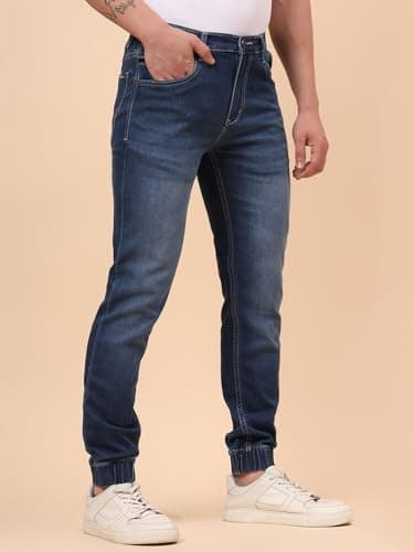 Cantabil Men Blue Denim Solid Full Length Regular Fit Jogger (MJOG00011_HILLIUM_36) 3