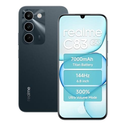 realme C83 5G Smartphone 128GB ROM 4GB RAM 6.8 Inch 144Hz Display 7000mAh Titan Battery Android 16 Dimensity 6300 Processor, IP64 Waterproof Support AI Camera, Dual SIM, GPS, WiFi Green