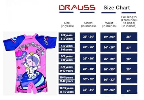 DRAUSS Morex Kids One-Piece Printed Swimsuit | Poly Spandex Quick-Dry Swimwear with UV Protection & Zipper | Soft Stretchable Swimming Costume for Boys & Girls (6-7 Y_Blue) 5