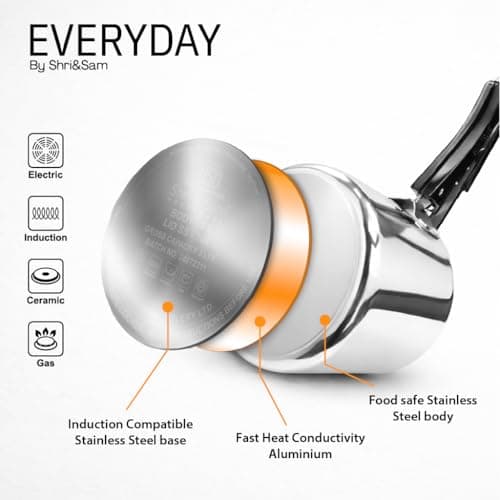 Shri & Sam 3 Litre Stainless Steel Pressure Cooker | Mirror Finish Pressure Cooker with Induction Base | Inner Lid Design | Gas & Induction Compatible | Durable Everyday Cooking Cooker 2