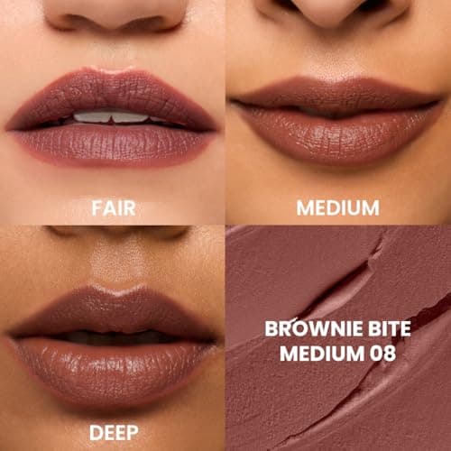 Typsy Beauty Cocoa Peptide Velvet Matte Lipstick | 8hr Wear, Soft Blur Finish, Lightweight Texture, Hydrating Nude Lipstick | Brownie Bite Medium 02 | Vegan & Paraben Free 3.5g 3