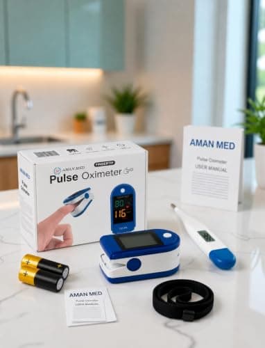 AMAN MED Fingertip Pulse Oximeter with Digital Thermometer