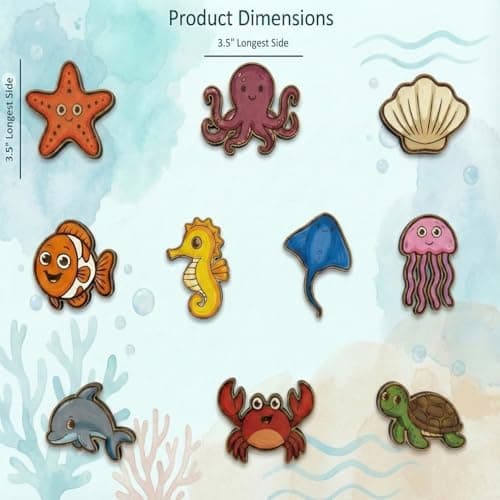 ImagiVibe Paint Your Own 9 Sea Creatures Fridge Magnet DIY Kit for Kids | Ocean Theme MDF Painting Craft Set | Creative Art & Craft Activity | Made in India (Sea Creatures) 4