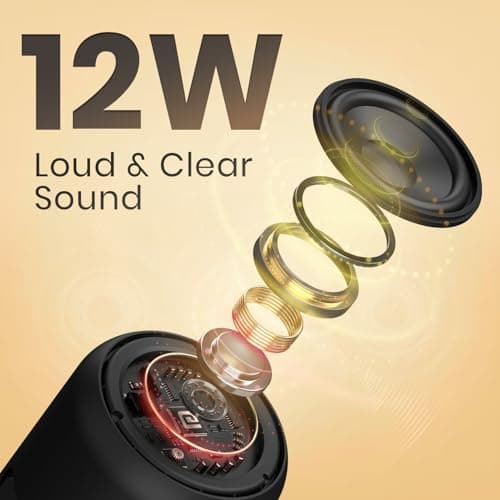 Portronics SoundDrum 1 12W TWS Portable Bluetooth Speaker with Powerful Bass, Bluetooth 5.3V, 360° Surround Sound, USB Drive in, Type C Fast Charging(Black) 3
