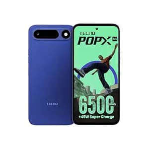 Tecno POP X 5G (Midnight Blue, 4GB+128GB) | 6500mAh+45W Fast Charger | IP64 Pro | MIL-STD 810H Protection | Upto 18GB* RAM | Fastest 8X Network Speed* with URSP | 120Hz Smooth Display | 50MP Camera